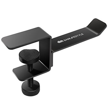 6amLifestyle Headphone Headset Holder Hanger, Universal Metal Gaming Headphones Stand Mount Under Desk Hook Clip with Adjustable Clamp for All Headsets, Black