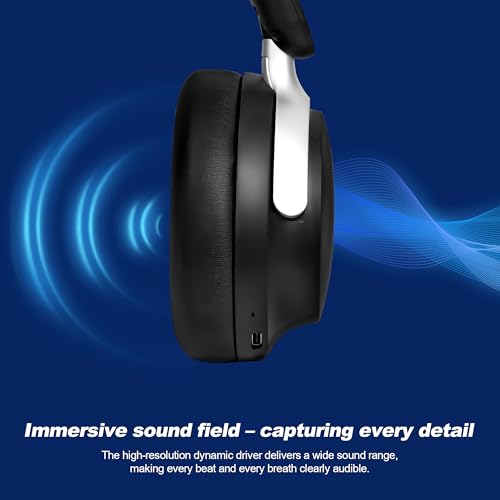 Wireless Headphones Over Ear with ANC, 80H Playtime, Fast Charge, Active Noise Cancelling & Transparency Mode, Comfortable Wireless Headphones for Work & Travel, Foldable Design Black