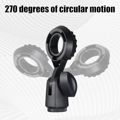 Condenser Microphone Holder for Stand, Condenser Mic Holder, 270 Degree Rotation, M16 Female Thread with 3/8 Conversion Nut, Compatible with 0.9 Inch Portable Stands