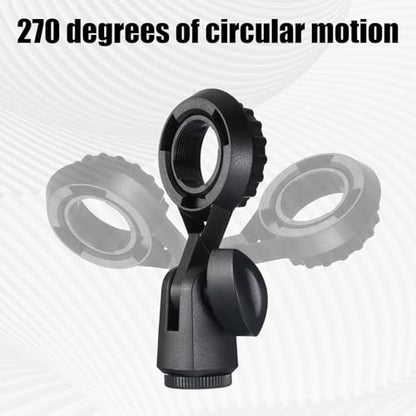 Condenser Microphone Holder for Stand, Condenser Mic Holder, 270 Degree Rotation, M16 Female Thread with 3/8 Conversion Nut, Compatible with 0.9 Inch Portable Stands
