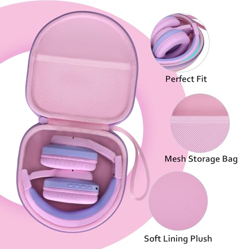 Headphone Headset Case for JLab JBuds Lux ANC/Beats/JBL/TOZO/BERIBES/Picun/KVIDIO Noise Cancelling Over-Ear Foldable Headphone, Pink+Green Edge - color: Pink+Green Edge