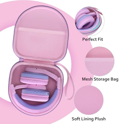 Headphone Headset Case for JLab JBuds Lux ANC/Beats/JBL/TOZO/BERIBES/Picun/KVIDIO Noise Cancelling Over-Ear Foldable Headphone, Pink+Green Edge - color: Pink+Green Edge