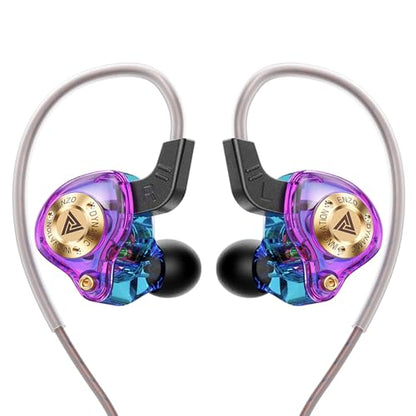 Piluyaa Wired Gaming Headphones IEM Earphones with 1DD，QKZ ENZO in Ear Monitor, HiFi USB C Earbuds, Bass Sound with New 11mm Dynamic Driver for Video Music Gaming (Colorful) - color: Light PURPLE