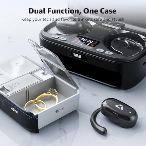 1Mii Open Ear Headphones with Rotatable Earhooks & Organizer Box - color: Black