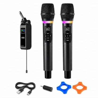 Wireless Microphone System, Dual 2.4GHz Handheld Mics