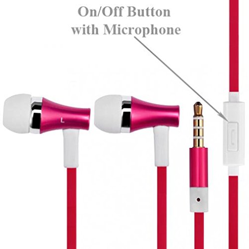 Premium Sound Red Earbuds Handsfree Earphones Mic Dual Metal Headphones Headset in-Ear Wired [3.5mm] for Amazon Fire HD 10, 8, Kindle DX, Fire, HD 6, 7, 8.9, HDX 7, 8.9