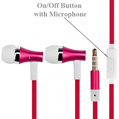 Premium Sound Red Earbuds Handsfree Earphones Mic Dual Metal Headphones Headset in-Ear Wired [3.5mm] for Amazon Fire HD 10, 8, Kindle DX, Fire, HD 6, 7, 8.9, HDX 7, 8.9