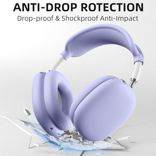 Lerobo Ear Covers for AirPods Max, Soft Silicone Earcup Case/Anti-Scratch Earpad Cover/Headband Cover, Soft Silicone Accessories Protective Cover for Apple AirPod Max 2024/2020, Lightpurple - color: LightPurple
