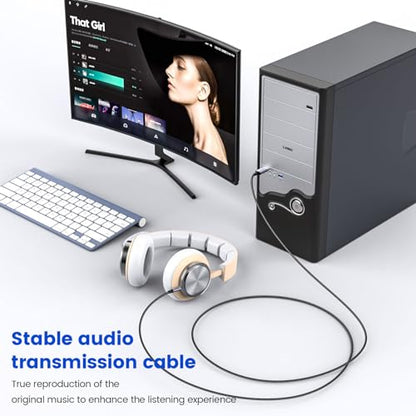 MOSWAG USB to Audio Jack Adapter, USB Male to 3.5mm Male AUX Stereo Audio Converter with Microphone, Nylon Braided PC AUX Cable Compatibility with PC, Laptop, Windows, Linux, Home Stereo,Headphone - size: 3 meters
