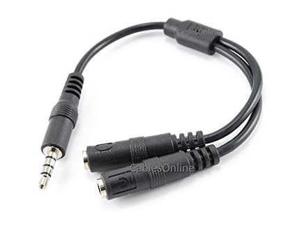 CablesOnline 3.5mm TRRS 4-Position Male to Dual 3-Position 3.5mm TRS Female Headset Splitter Adapter (IP-AY02C)