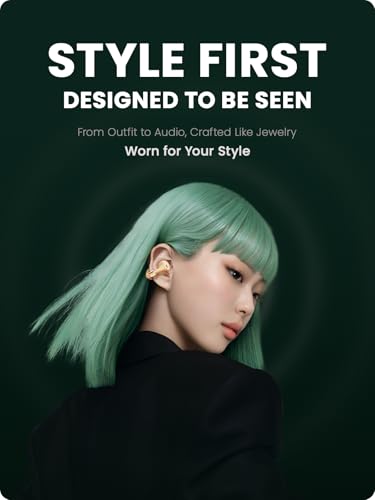 BUTTONS Open-Ear Clip Earbuds, Stylish Ear Cuff Design with Balanced Sound, Comfortable Non-in-Ear Fit, Clear Calls with ENC, Stable Bluetooth & Long Battery Life-Carbon - color: Black