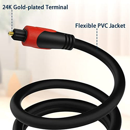 Kxable Optical Audio Cable 6.6FT/2M, Digital Audio Fiber Optic Cable Toslink, Flexible Jacket, Compatible with Home Theater, Sound Bar, PS4, Xbox, TV and More - size: 6.6FT, style: PVC Jacket