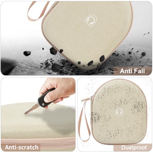 casmilee Hard Shell Headphone Case for Sony WH-CH520 and WH-1000XM4 - color: Beige