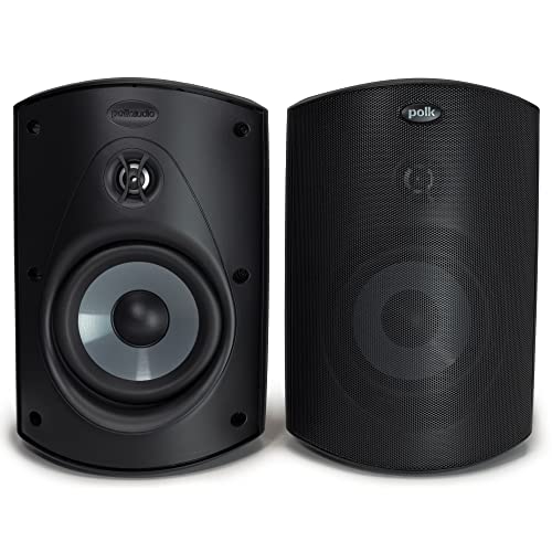 Polk Audio Atrium 5 Outdoor Speakers with Powerful Bass (Pair, Black), All-Weather Durability, Broad Sound Coverage, Speed-Lock Mounting System (Pack of 6) - color: Black, size: 6 Speakers, style: Atrium 5
