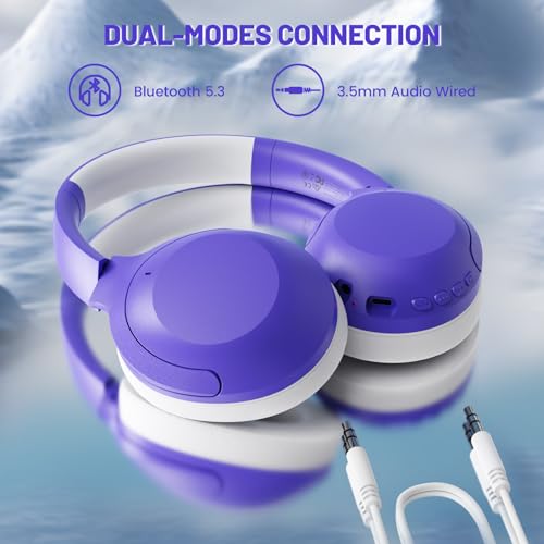 ATTACK SHARK G300 Active Noise Cancelling Wireless Headphones, Ultra Light Foldable Over-Ear Wired/Bluetooth Headset, 20H Playtime, Built-in Mic Hands Free Talking for Travel, Office, Home - Purple - color: Purple