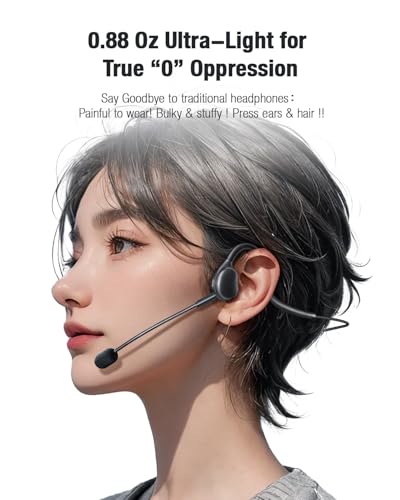 USB Headset with Mic for PC-Laptop,Open Ear Headphones Design for Long Wear, Computer Headset with Call Noise Reduction Premium Stereo Sound for Call Center, MS Teams, Skype, Webinars and More (Black)