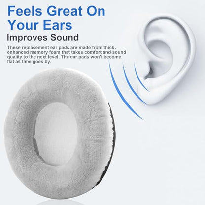 Velour Ear Pads 100 mm Universal Replacement Ear Pads Cushions Suitable Many Large Headphones Round Memory Foam Earpads Compatible with Beyerdynamic, Sennheiser, AKG, ATH, Sony & More (Gray) - color: Gray