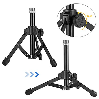 BILIONE Microphone Stand Desk Tripod, Portable Desktop Mini Mic Stand