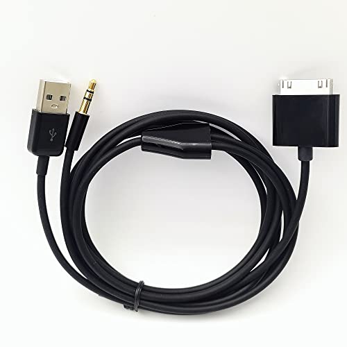 30 Pin to AUX USB, 30 Pin Charger Dock to 3.5mm Car AUX Audio USB Charger Cable Data Sync Transfer & Charging for Phone 3G 4G Pod Touch (Black) | USB Charger Cable Data Sync Transfer & Charging for Phone 3G 4G Pod Touch (Black)