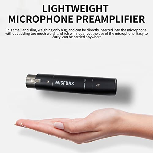 M1 In-line Microphone Pream, Mic Booster Preamplifier with 28dB Gain for Dynamic and Passive Ribbon Microphones (Black)