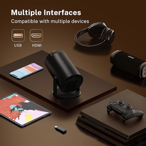 [Built-in Apps] Mini Projector 4K Supported, Android TV OS & Phone Remote - color: Black