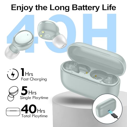 kurdene Wireless Earbuds Bluetooth 5.4 in Ear Buds Light Weight Headphones,Deep Bass Sound,Built in Mics Headset,Clear Calls Earphones for Sports Workout Light Blue - color: Blue