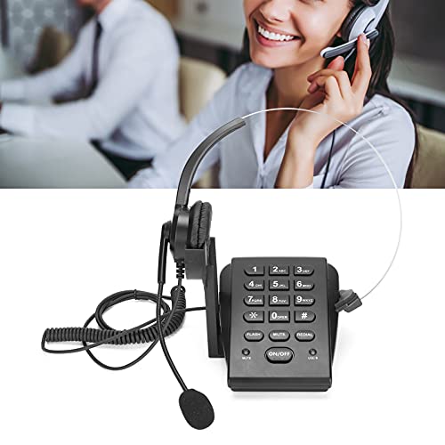 HT700 Corded Telephone with Headset Omnidirectional Microphone Call Center Phone Hands-Free Wired for Office Home, 330° Rotating Headset, Volume Adjustable, No Battery Needed