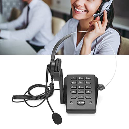 HT700 Corded Telephone with Headset Omnidirectional Microphone Call Center Phone Hands-Free Wired for Office Home, 330° Rotating Headset, Volume Adjustable, No Battery Needed
