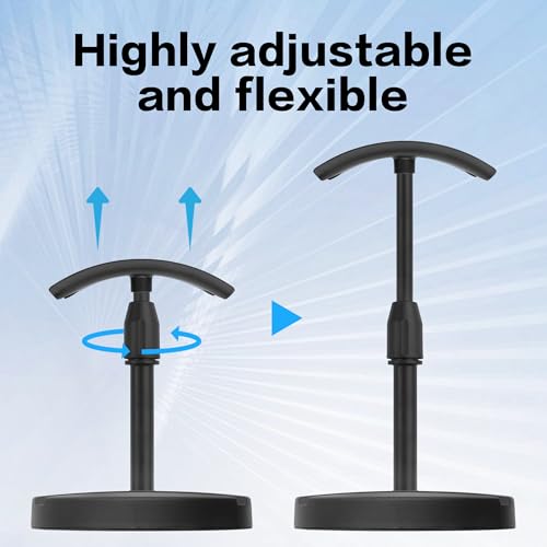 Desktop Headphone Stand, Universal Headphone Holder with Phone Holder,Anti-Slip Base, for Desk, Office, Home Headphones Support Accessory (Black) - color: Black