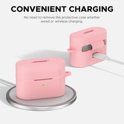 Soft Silicone Case for Sony WF-1000XM6 with Keychain&Cleaning Pen kit,Anti-Scratch Shockproof Protective Case Cover for Sony WF-1000XM6 Wireless Earbuds Charging Case (Pink) - color: Pink