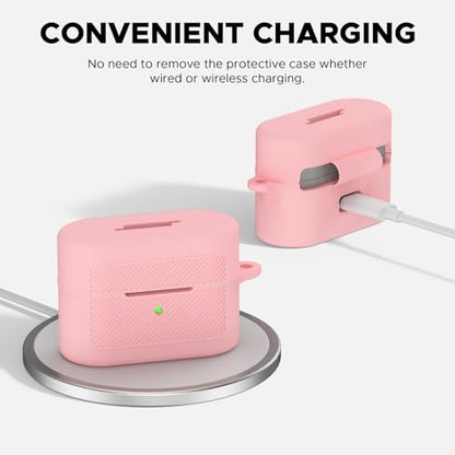 Soft Silicone Case for Sony WF-1000XM6 with Keychain&Cleaning Pen kit,Anti-Scratch Shockproof Protective Case Cover for Sony WF-1000XM6 Wireless Earbuds Charging Case (Pink) - color: Pink