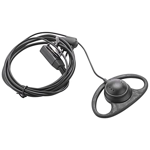 2 Pin Advanced D Shape Clip-Ear Ptt Headset Earpiece Mic 2 Way Radios GP88S GP300 GP68 GP2000 GP88 GP3188 CP040 CP1200 A8 A6 A10 A12, Black