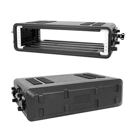 2U Rack Mount, Molded Pro-Audio PA DJ Case, Waterproof Hard Case with Custom Foam, Wireless Mic/Amp/Effect/Mixer Storage - color: Black, size: 2U 12" Deep