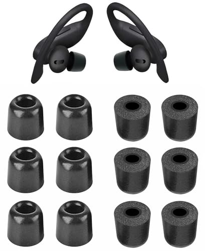 Memory Foam Tip Compatible with Powerbeats Pro Replacement Ear Tips, Perfect Noise Cancellation, Fit in Case, Foam Tips 6 Pairs, Black, Small Size (515BS) - size: Small