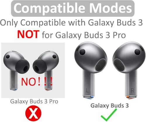 4 Pairs Galaxy Buds3 Ear Hook Cover Grip Tip Anti Slip Wing Accessories Compatible with Samsung Galaxy Buds 3, Black 804b4 - color: Black