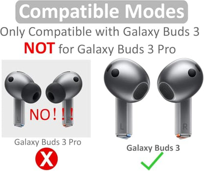 4 Pairs Galaxy Buds3 Ear Hook Cover Grip Tip Anti Slip Wing Accessories Compatible with Samsung Galaxy Buds 3, Black 804b4 - color: Black