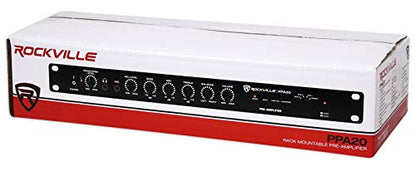 Rockville PPA20 1U Rack Mount Pre-Amplifier with Crossover and 3-Band EQ | XLR Output, Phono/5 AUX/Mic Inputs, Low Cut Filter, Ground Lift, Headphone Out, 5Hz-30KHz, Loudness Compensation