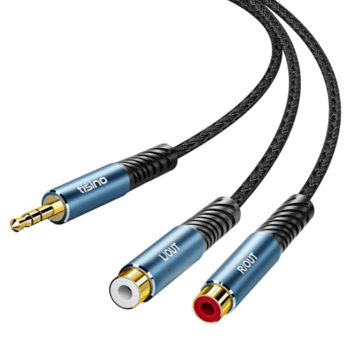Tisino 2 RCA to 3.5mm Headphone Jack TRS Aux to RCA Audio Cable, 10 FT | 3.5mm TRS Aux to RCA Stereo Y Splitter, Gold-Plated Hi-Fi Audio Cord for Tablet, Speaker, Amplifier, MP3 Player - size: 10 ft
