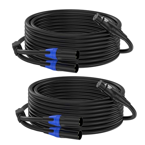 XLR Y Splitter Cable 2 Male to 1 Female, Microphone XLR Breakout Cable Balanced Left and Right Dual Male to Single Female, for Mixer/Speaker/MIC, 3.3FT-2Pack - size: 6.6FT, style: 1 Female to 2 Male