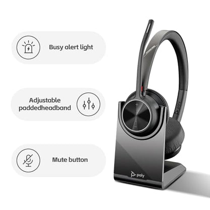 Poly Voyager 4310 UC Wireless Headset & Charge Stand - Single-Ear Headset, Connects PC/Mac/Mobile Phone via Bluetooth with USB-C to A Adapter & USB C Dongle & USB A-C Cable & Storage Bag