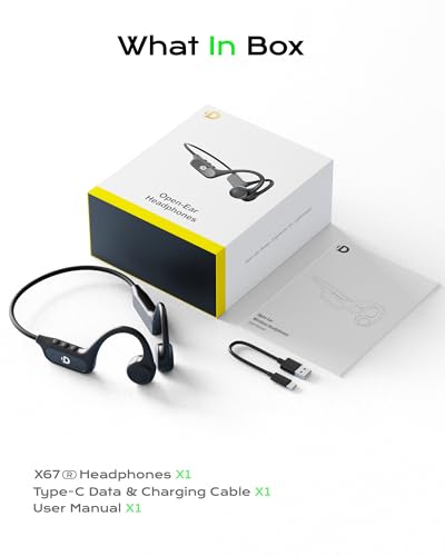 DEMICEA Open Ear Bone Conduction Headphones for Running - Bluetooth 6.0 Wireless Sport Earphones, Up to 12H Playtime, IP54, Built-in Mic, Secure Fit - color: Matte Black