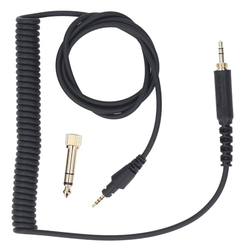 Dioche Headphone Cable Replacement with Locking Mechanism 3.5mm to 6.3mm Adapter for DJ Headphones HDJ Series Spring Extension Cord for Studio & Home Use