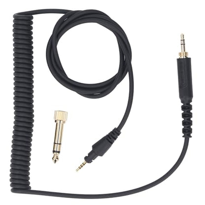 Dioche Headphone Cable Replacement with Locking Mechanism 3.5mm to 6.3mm Adapter for DJ Headphones HDJ Series Spring Extension Cord for Studio & Home Use