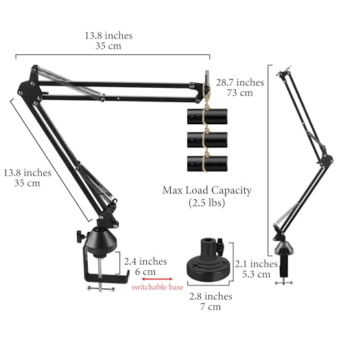 GEEKRIA for Creators Microphone Arm Compatible with Razer Seiren V3 Mini, X, V2 Pro, V2 X, Elite, Mic Boom Arm with Table Flange Mount Adapter, Adjustable Suspension Stand, Desk Mount Holder