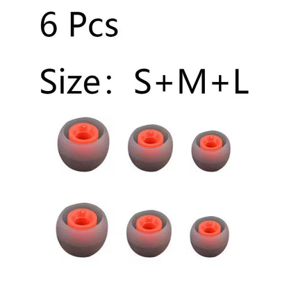 6 Pairs Silicone Ear Tips with 4.5-6.5mm Sound Holes, 3 Sizes L M S, Soft Replacement Earbud Tips for Noise Reduction, Universal Earbuds Ear Tips Set for in Ear Headphones Daily Use