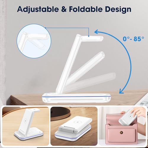 Wireless Charging Station for Samsung/Android, Fast Wireless Watch Charger Station Compatible for Samsung Galaxy S26 Ultra/S25/S24+/Z Flip 7/6 Fold 7/6, Watch8/7/Pro/Active 2 Galaxy Buds3/2 Pro(White) - color: White