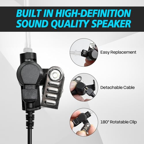 WODASEN SL300 TLK100 Acoustic Tube Earpiece with PTT Mic Walkie Talkie Headset for Motorola SL7550 SL7550e SL7580 SL7580e SL7590 SL7590e SL4000 SL3500 SL3500e SL2600 SL1K SL1M 2 Way Radio