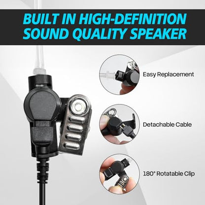 WODASEN SL300 TLK100 Acoustic Tube Earpiece with PTT Mic Walkie Talkie Headset for Motorola SL7550 SL7550e SL7580 SL7580e SL7590 SL7590e SL4000 SL3500 SL3500e SL2600 SL1K SL1M 2 Way Radio