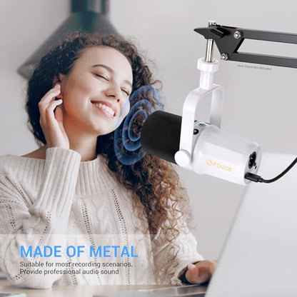SL40 Dynamic Microphone for Podcasting, Gaming, Live Streaming and Recording, Built-in Headphone Output, LED Mute Button, All-Metal USB/XLR, Voice Isolation Technology (White) - style: SL40 White