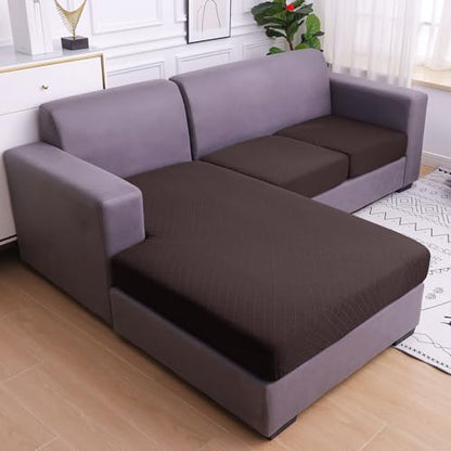 Jacquard Couch Cushion Covers, L Shape Sectional Sofa Slipcovers | Diamond Lattice, L Shape Sectional Fit, Washable, Chaise Cushion Cover, Sofa Protection (1 Piece for Chaise) - color: Brown, size: Chaise (1 Piece)